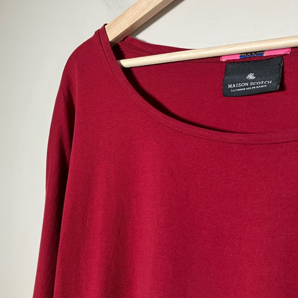 Maison Scotch t-shirt long sleeved tee 100% Cotton Red women’s size S - Picture 6 of 12